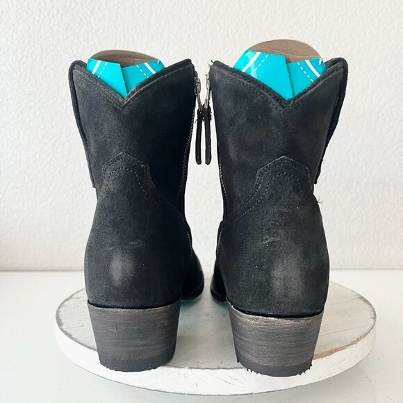 Lane PLAIN JANE Womens Cowboy Booties 9.5 Western Black Suede Cowgirl Boots - Picture 4 of 12